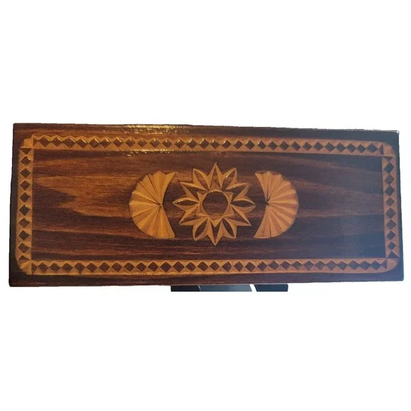 Hand Made Wooden Chip Art 2 Pen Box 6 5/8