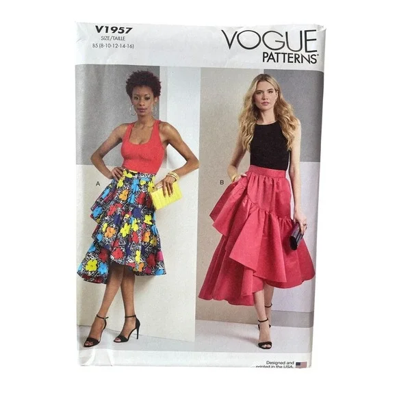 VOGUE V1957 Misses Skirt B5‎ (8-10-12-14-16) Asymmetric Ruffled Modern
