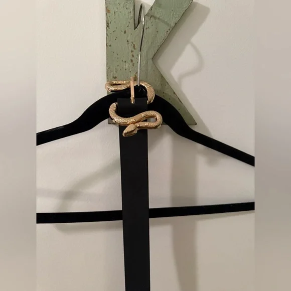 Princess Polly Black Snake Gold Buckle Belt