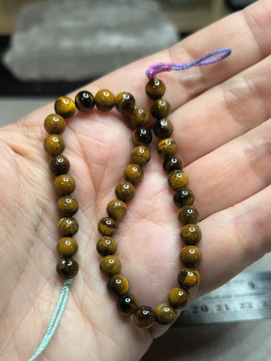 #5- 6mm Natural Tiger’s Eye 8-Inch Bead Strand