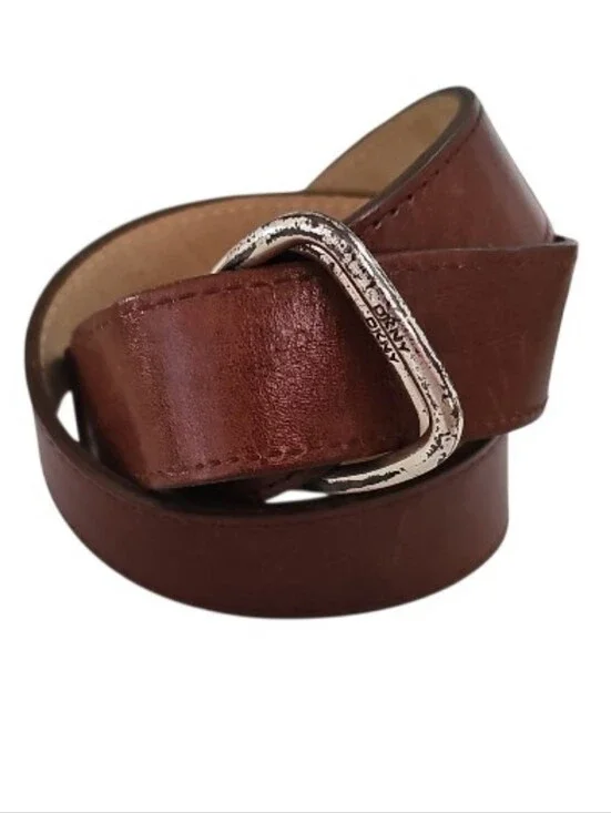 Vintage DKNY Buffalo Calf Leather Belt Women M Brown Made USA Minimalist Classic