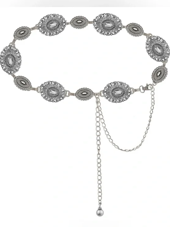 ❤️ NWT Women’s Silver Western Concho Belt Extension Chain Adjustable