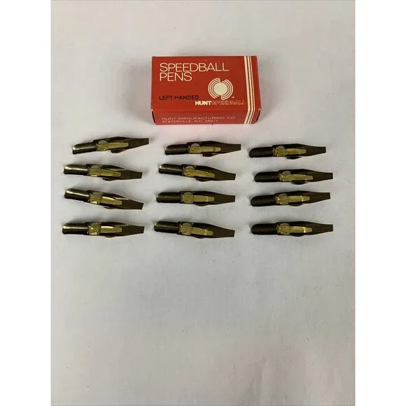 Vintage HUNT SPEEDBALL PENS LC-1 Classic Calligraphy Pen Nibs (12) Left Handed