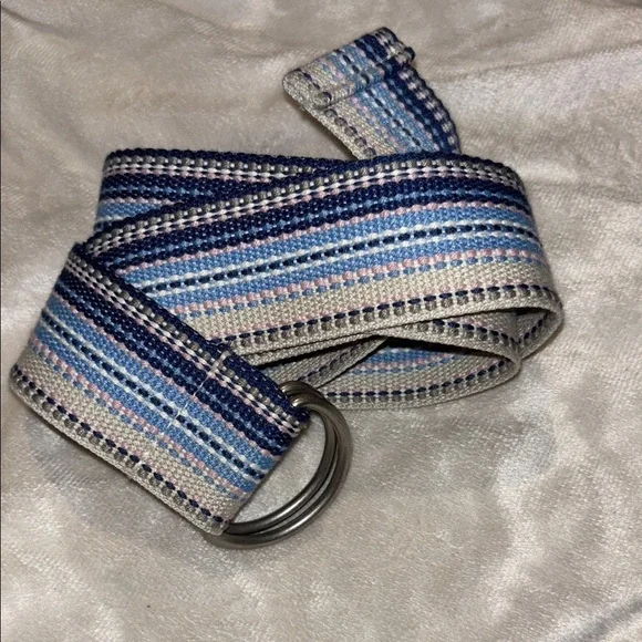 Striped Blues and Pink and Light Tan Belt 52” in Length Fits Up to Large