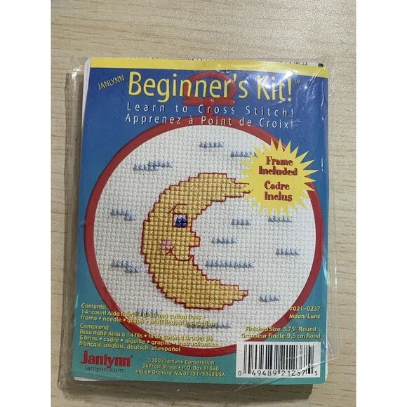 Janlynn  Learn to Cross Stitch Beginner's Kit MOON #021-0237 NEW OpenBag 2003