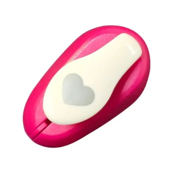 Crafting Paper Punch Heart Shape Small‎ Mini Crafting Tool Pink with catch comp