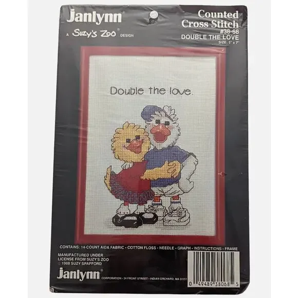NEW Janlynn Suzy's Zoo Cross Stitch Double the Love cute Ducks Duckies 5x7