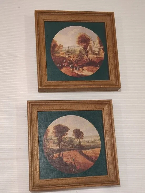 Set Of Two Vintage Framed Pastoral Landscape Prints