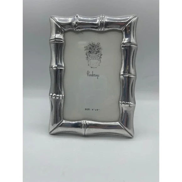 Renderings Silver Bamboo Metal Picture Frame 4x6 Vintage Hollywood Regency Style
