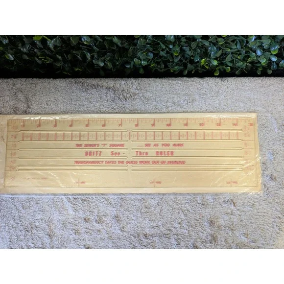 Vintage Dritz See-Thru Dressmakers‎ Ruler Transparent Sewing T-Square Tool