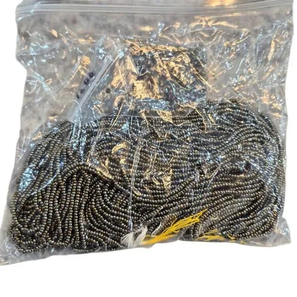 Bulk Metallic Dark Gray Seed Beads | Hank Strands Jewelry Making Supply