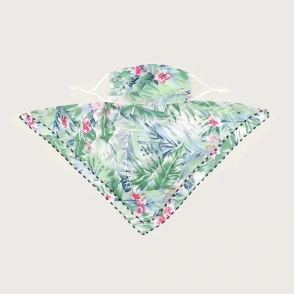 Gorgeous Floral Facemask & Scarf Adjustable Ear Strips 4 A Comfortable Fit