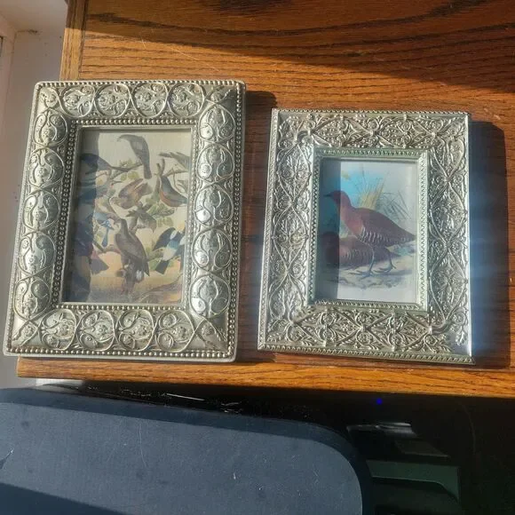 Vtg Ornate Picture Frame Lot 3.5x5 4x6 Baroque Rococo Silver Tone Resin Tabletop