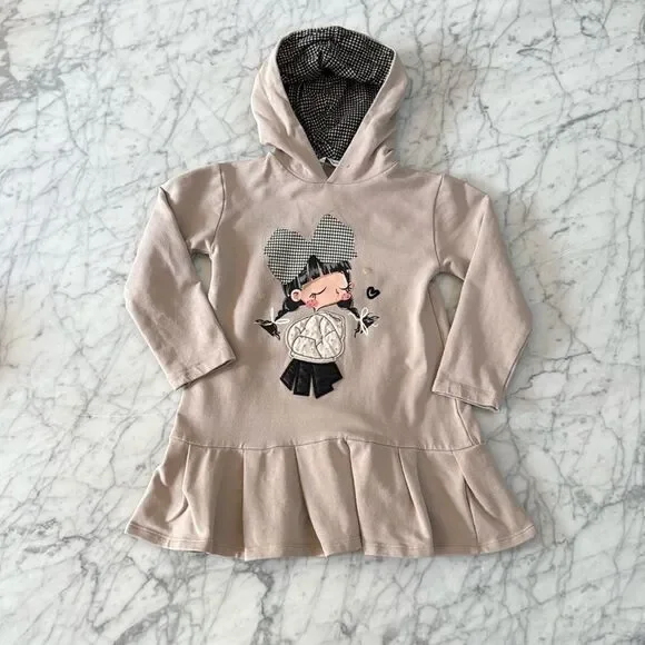 Mayoral Kids Beige Embroidered Kissy Girl Dress Sz 5T