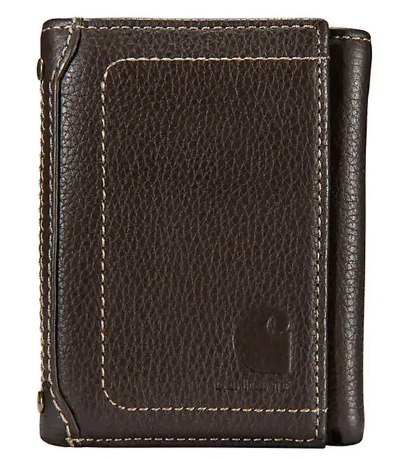 Carhartt Pebble Leather Trifold Wallet in Dark Brown