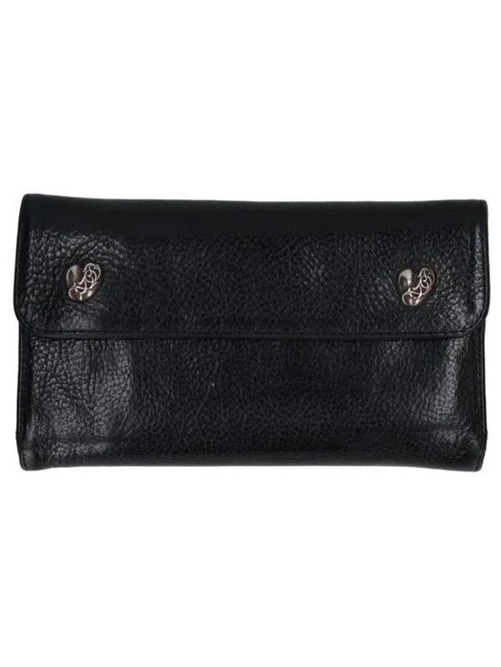 Chrome Hearts Wave Heart Button Leather Wallet