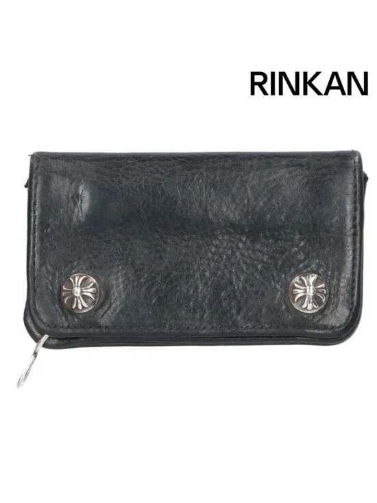 Chrome Hearts Cross Ball Button Leather Card Case