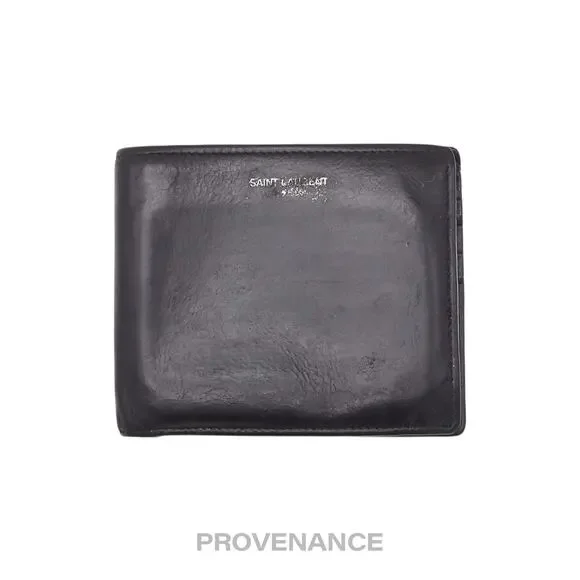 🔴 Saint Laurent Paris SLP Logo Bifold Wallet - Black