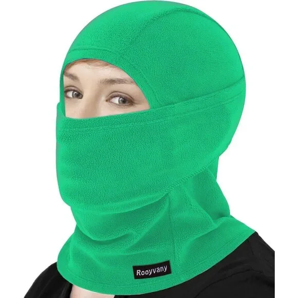 Women's Green Balaclava Mask Warm Windproof Lightweight Winter Face Mask
