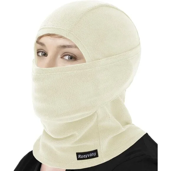 Women's White Balaclava Ski Mask Warm Windproof Lightweight Winter Face Mask