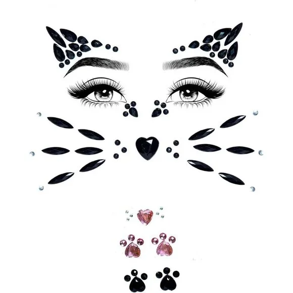 Women's Rhinestone Face Jewels Costume Eyewear Animal Black One Size