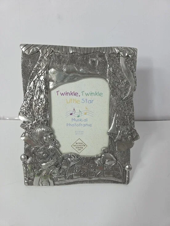 vtg royal selangor pewter musical photo frame twinkle twinkle little star 3.5x5