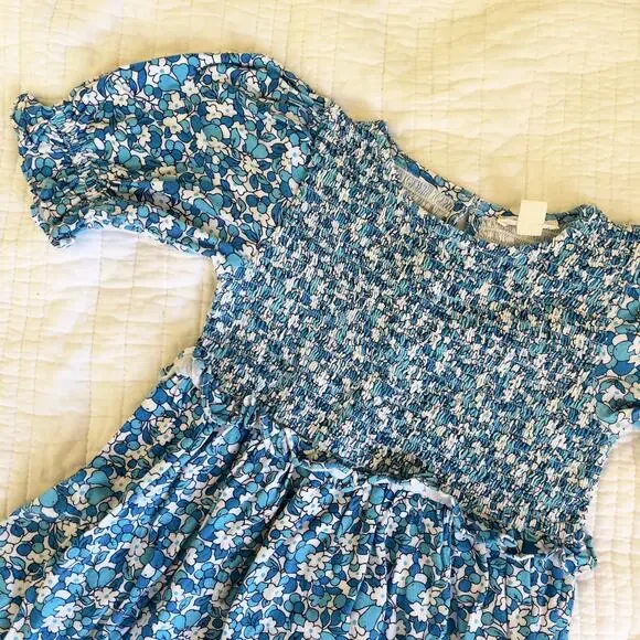 J.Crew Crewcuts Blue Floral Dress Girls Size 6 Cotton