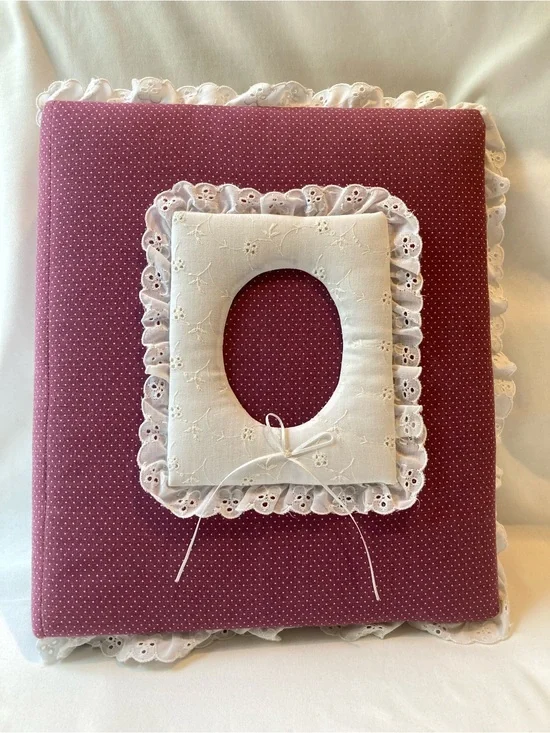 Vintage 1980s Handmade Fabric Photo Album Cottagecore Grannycore Lace Ruffle VTG