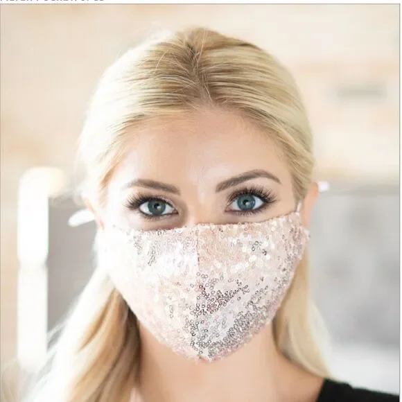 Rose Gold Glittering Sequin Adjustable Face Mask