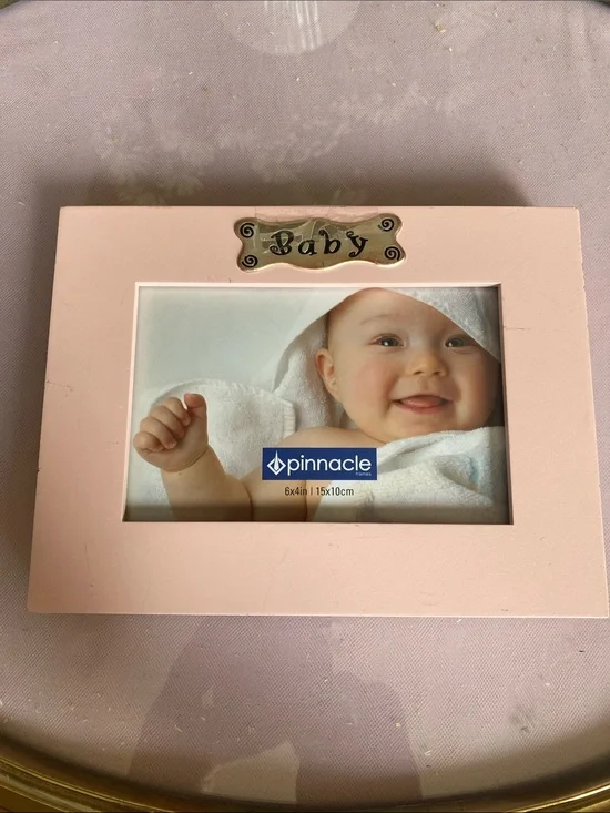 6x4 Pink Baby Picture Frame with 'Baby' Plaque