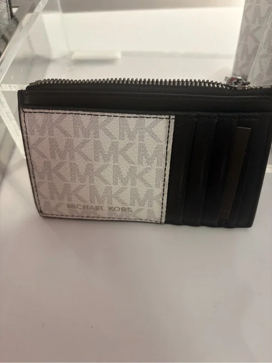 Michael Kors Cooper card holder ID Wallet white MK Ombre Logo new