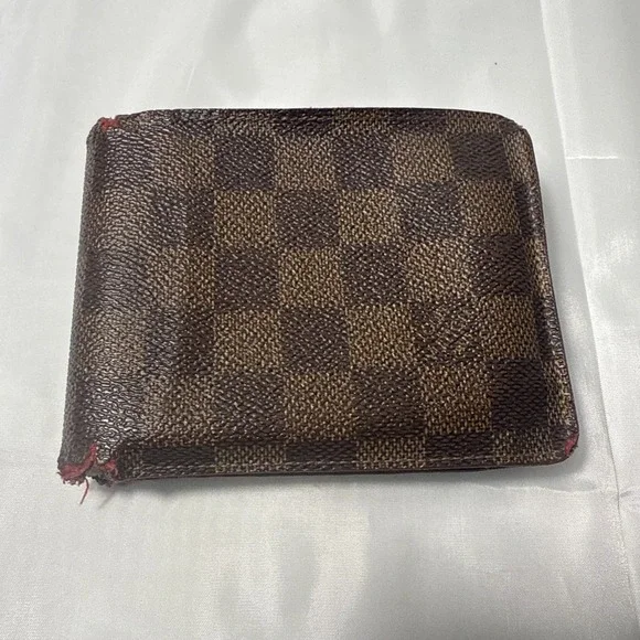 Louis‎ Vuitton Damier Ebene Multiple Bifold Wallet Monogram Slender Canvas Brown