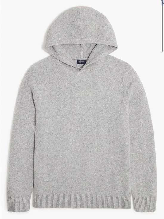 J Crew Extra-soft sweater-hoodie Graphite Gray Heather Wool Blend