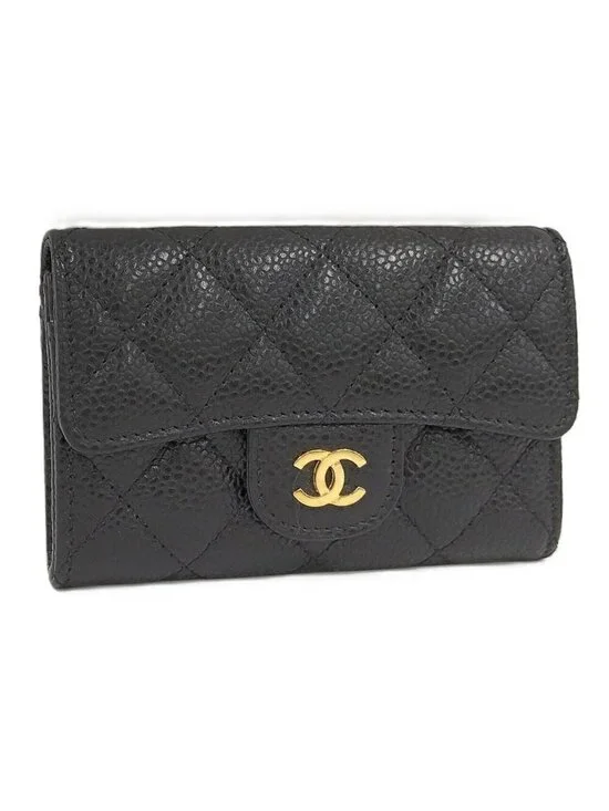Chanel Quilted Classic Flap Card Case Leather Black