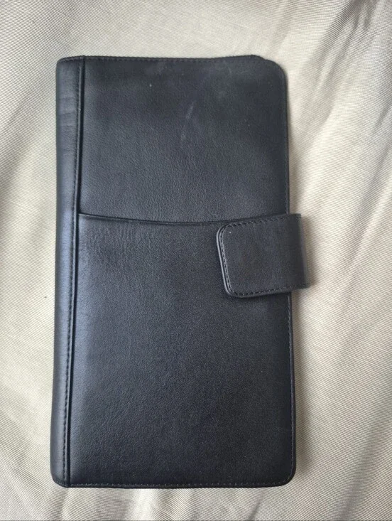 Dilana Black Leather Passport Wallet