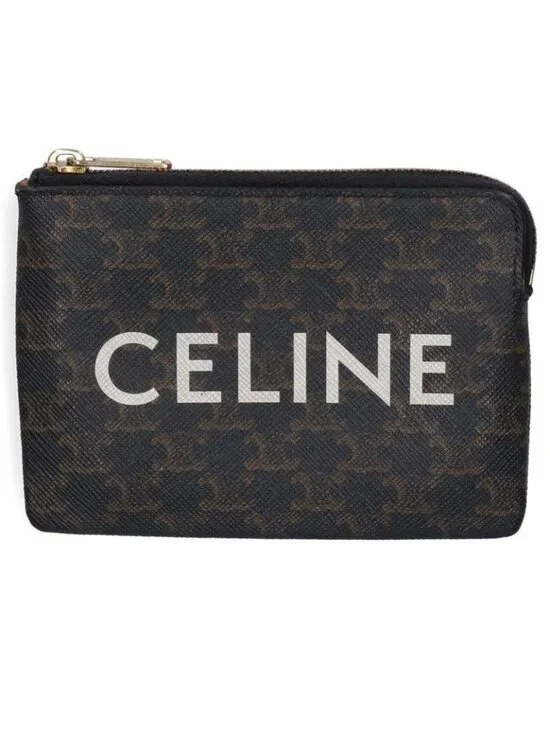 Celine Logo Print Triomphe Coin Case