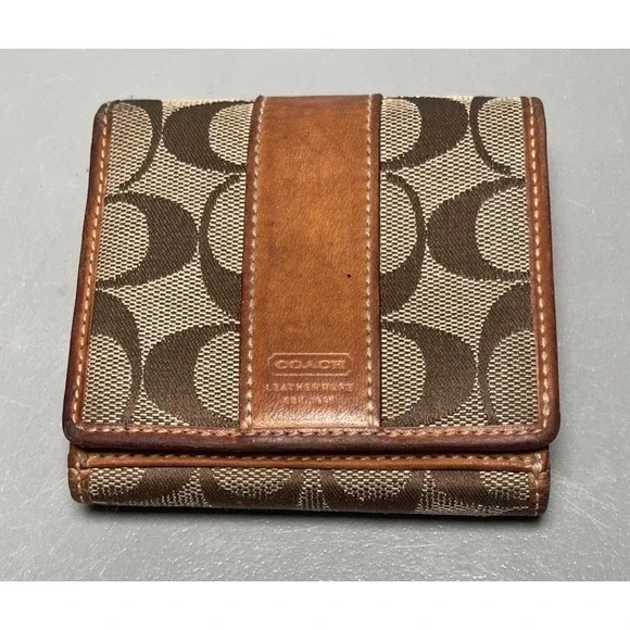 Vintage Coach‎ Canvas Leather Men's Signature Print Wallet