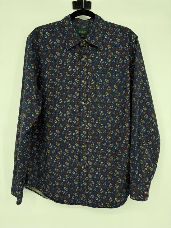 J.Crew Paisley Print‎ Button Front Shirt Indie Boho Casual Cotton Pocket Medium