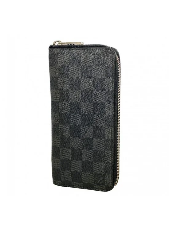 Louis Vuitton Wallet Damier Graphite Zippy Vertical Black Gray Vintage