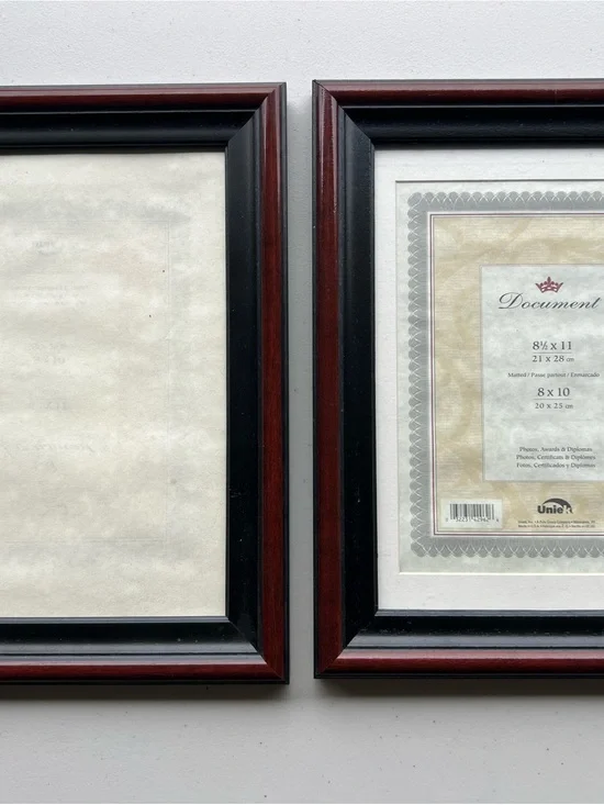 Black and Mahogany Wood Document/Diploma Frames