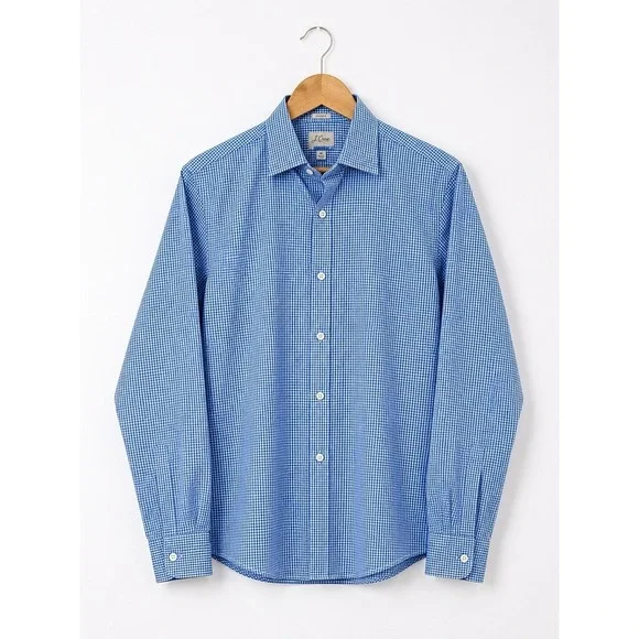 J.Crew Classic Fit Blue Check Dress Shirt Men's Medium 100% Cotton