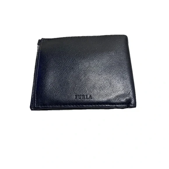 Furla Bi-fold Coin Wallet Black Genuine Leather