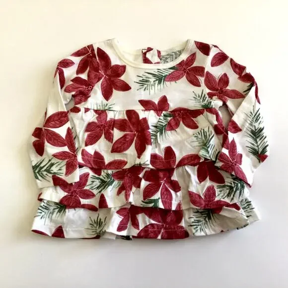Burt's Bees Baby Ruffled Floral Dress Sz 12 month