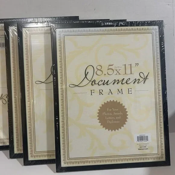 Lot of 4 Black Document Frames 8.5