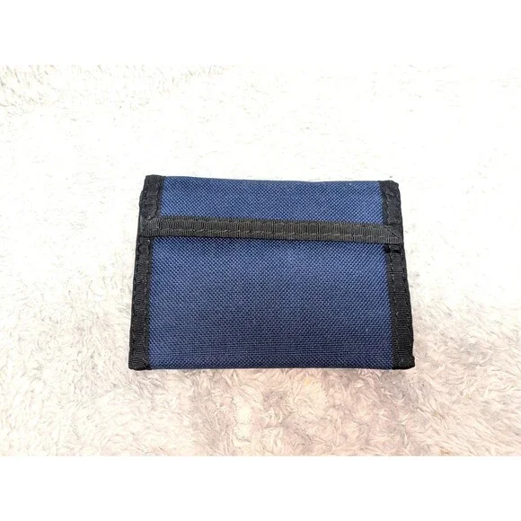 Wallet ZAGA Made In USA Blue Nylon Tri Fold ID Window Hook Loop Closure