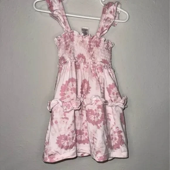 Milk berry bamboo Girls Pink Tie-Dye Ruffle Dress size 18m