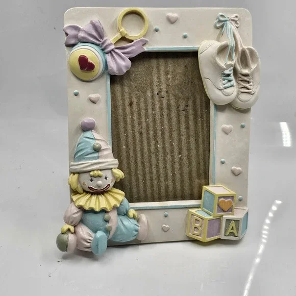 Vintage Pastel Baby‎ Picture Frame 3D Clown Blocks Shoes Rattle Nursery Decor