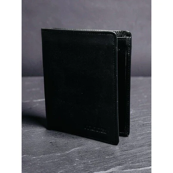 New Moda Spana Black Leather Mens Bifold Cash/Card Wallet #37