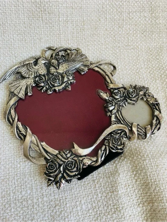 Vintage 90s Arthur Court Anniversary Wedding Pewter Photo Frame