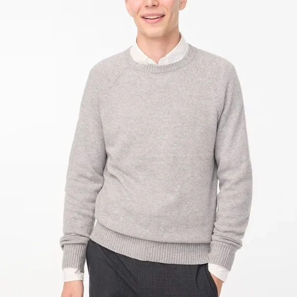 J.CREW Men’s Lambs Wool Mix Gray Ribbed Sweater Pullover Top